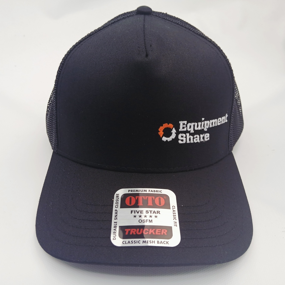 Equipment Share Snap Back Black Trucker Cap